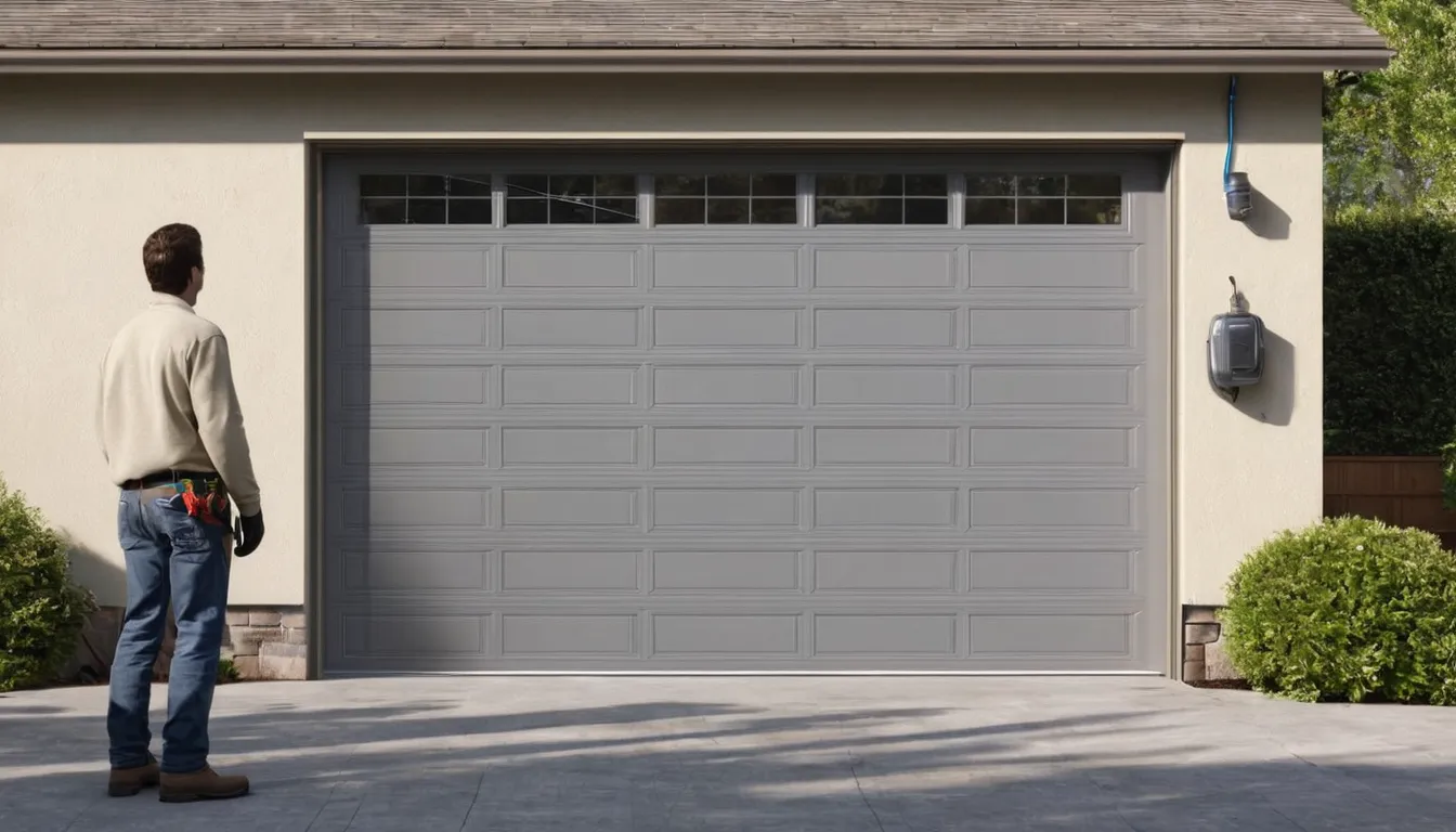 Provider checking a torsion spring above a garage door at a home in Rittman