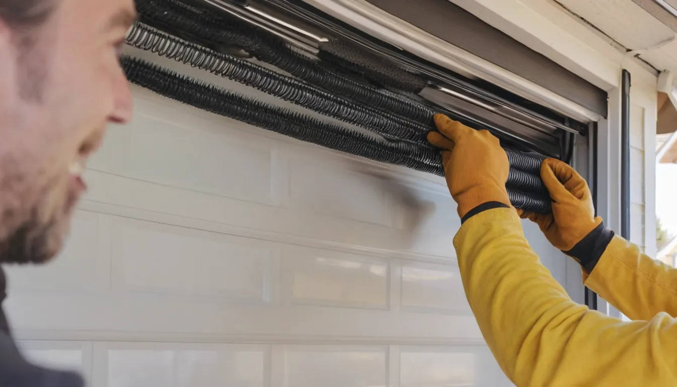 A provider checking springs and hardware on a garage door across the Rittman area