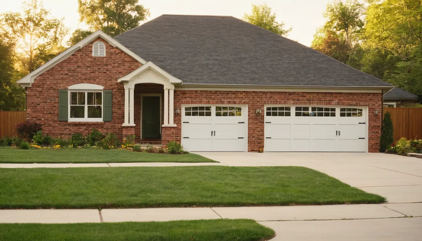 A neat ranch home with a garage door in Rittman